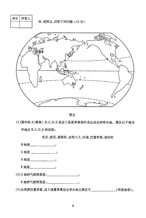 2005年成人高考地理历史试题及答案下(高起点)(图3)