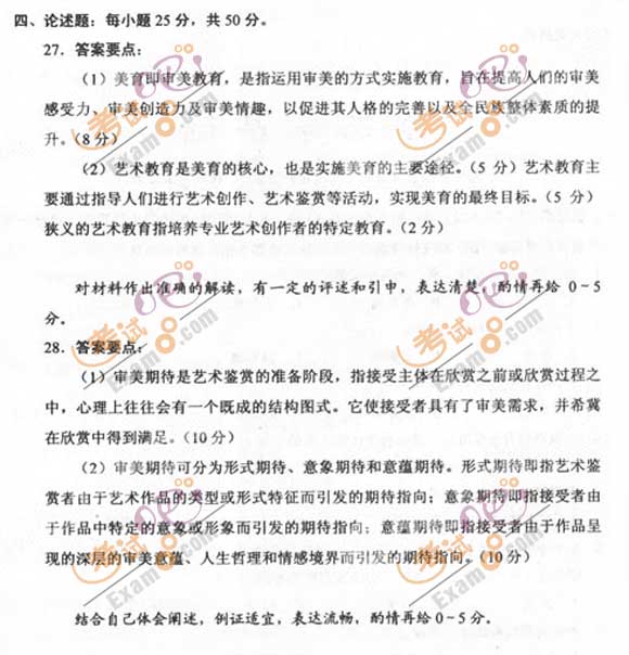2011成人高考专升本《艺术概论》试题及答案(图7)