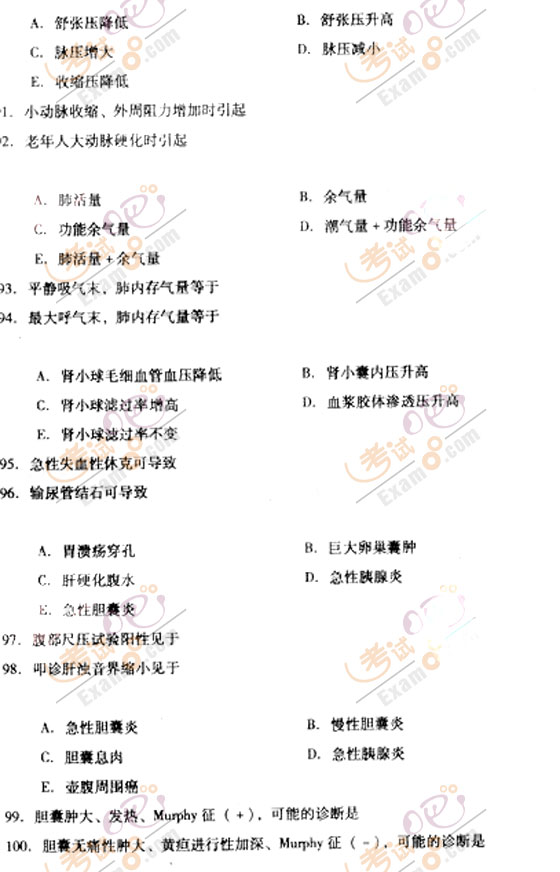 2010成人高考专升本医学综合试题及答案(图11)