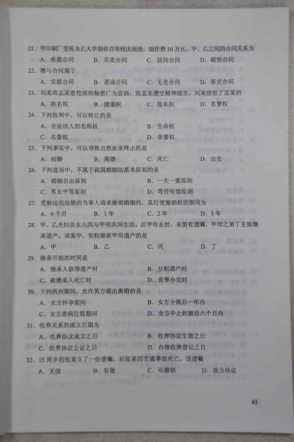 2012成人高考试题及答案——民法试题(专升本)(图3) 2012成人高考试题及答案——民法试题(专升本)(图3)